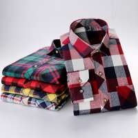 Amazon hot sale brushed cotton flannel big plaid casual shirt for men